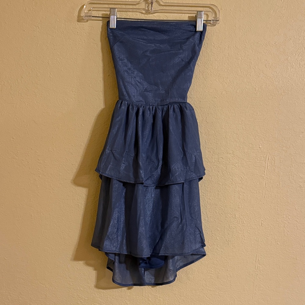Elegant Blue Strapless Dress